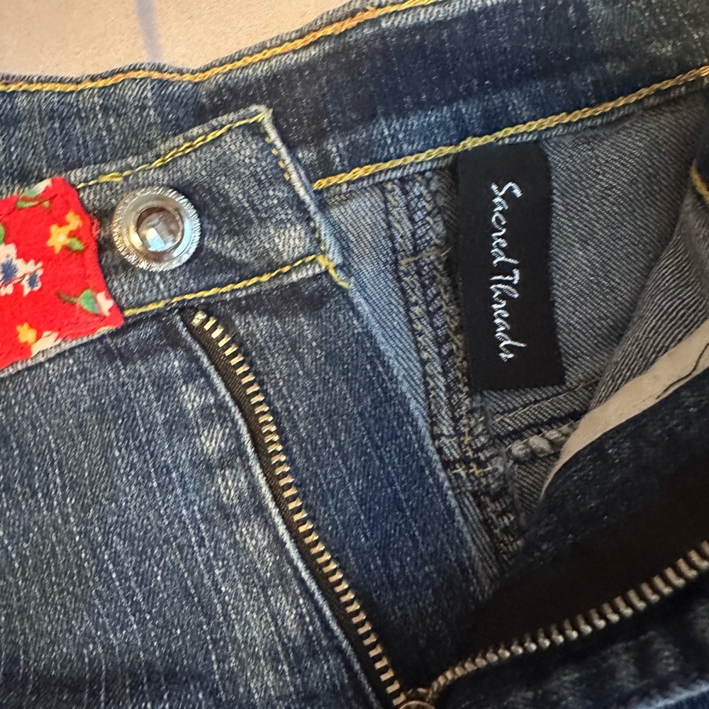 Second Nature Patchwork Denim Mini Skirt Floral R… - image 2